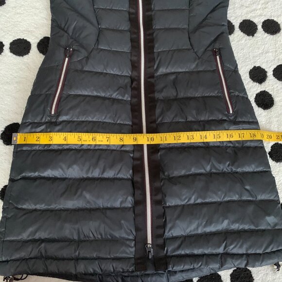 Lululemon Down Puffer Coat Liner 4 Black Hooded Athleisure Long Jacket - Picture 14 of 16